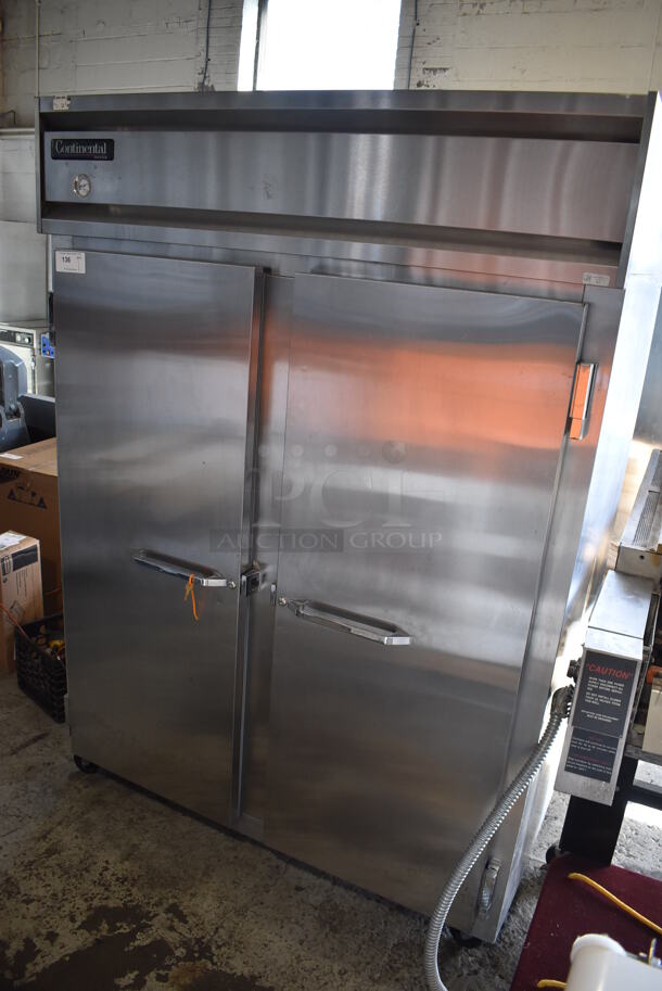 Continental 2FE Stainless Steel Commercial 2 Door Reach In Freezer on Commercial Casters. 115 Volts, 1 Phase. 54x36x82. Tested and Working! - Image 3 of 7