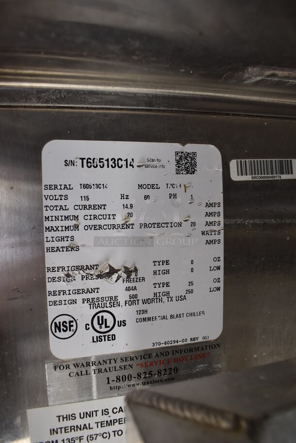 Traulsen TPCTH Stainless Steel Commercial Roll In Rack Blast Chiller w/ Metal Pan Rack on Commercial Casters. 115 Volts, 1 Phase. 48.5x35x91. Cannot Test - Unit Was Previously Hardwired - Image 3 of 6