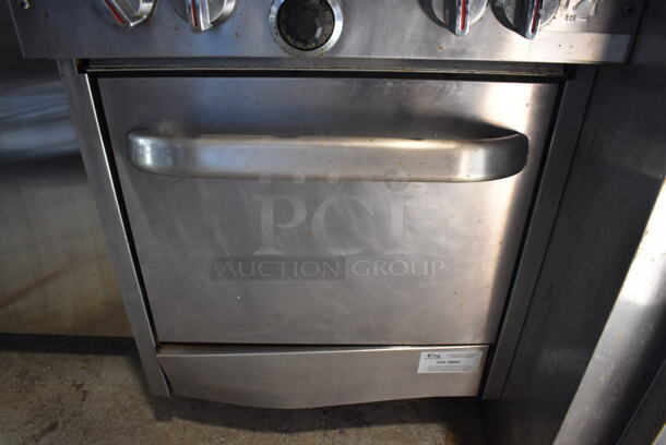 Stainless Steel Commercial Natural Gas Powered 4 Burner Range w/ Oven and Back Splash on Commercial Casters. 24x34x47 - Image 4 of 5