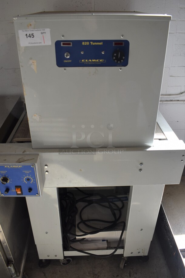 Clamco 820 Tunnel Metal Commercial Floor Style Shrink Wrapping Tunnel on Commercial Casters. 32x27x55. Cannot Test Due To Plug Style - Image 1 of 8