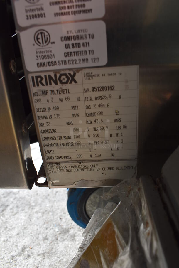 Irinox MF 70.1L ETL Stainless Steel Commercial Floor Style Blast Chiller w/ Probe on Commercial Casters. 208 Volts, 3 Phase. 34x41x79 - Image 4 of 9