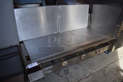 Keating 60BFLD Stainless Steel Commercial Countertop Natural Gas Powered Chrome Top Flat Top Griddle w/ Thermostatic Controls. 61x32x33