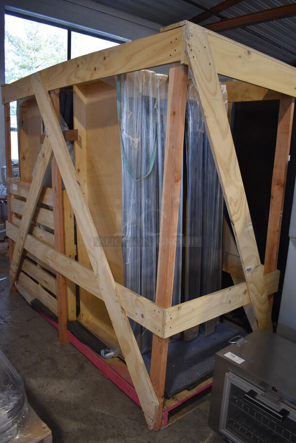 ALL ONE MONEY! BRAND NEW IN CRATE Lot of 7 Wooden Stage Risers. Makes Approximately 150 Square Feet. Each Riser Is 72x72x4 - Image 1 of 4