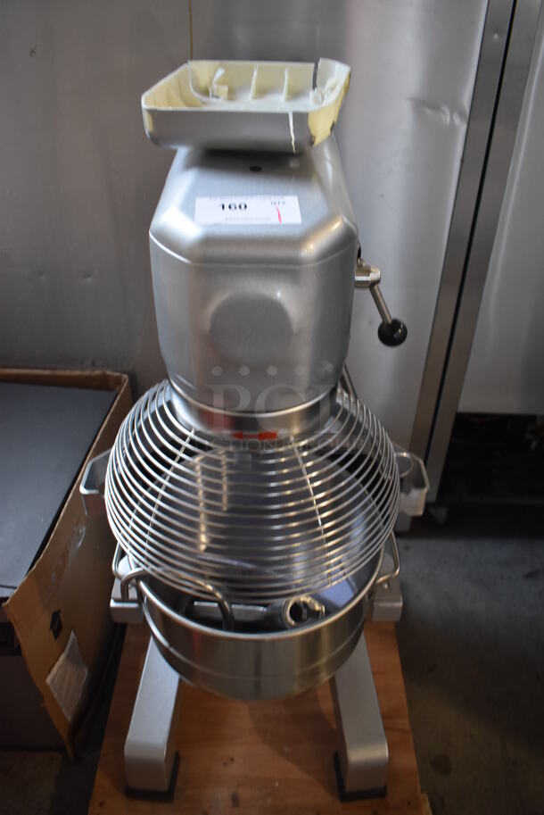 BRAND NEW SCRATCH AND DENT! Galaxy 177GMIX30 Metal Commercial Floor Style 30 Quart Planetary Dough Mixer w/ Stainless Steel Mixing Bowl, Bowl Guard, Dough Hook and Paddle Attachments. Unit Has Broken Backside Panel and Fan. 110 Volts, 1 Phase. 23x27x45. Tested and Working! - Image 11 of 11