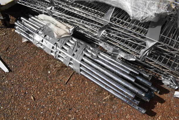 ALL ONE MONEY! Lot of 11 Chrome Finish Wire Shelving Units w/ Various Poles. Includes 48x18x1.5, 38" - Image 3 of 4