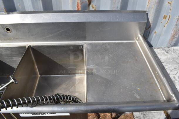 Stainless Steel Commercial 3 Bay Sink w/ Dual Drain Boards, Faucet, Handles and Spray Nozzle Attachment. 90x27x46. Bays 18x20x14. Drain Boards 16x23x1 - Image 2 of 5