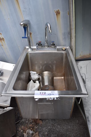 Stainless Steel Commercial Single Bay Sink w/ Faucet, Handles and Water Dispenser. 15x21x24
