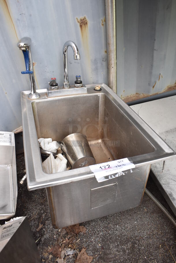 Stainless Steel Commercial Single Bay Sink w/ Faucet, Handles and Water Dispenser. 15x21x24 - Image 4 of 4