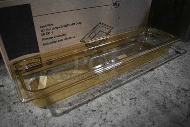 6 BRAND NEW IN BOX! Rubbermaid FG239P00AMBR Amber Poly 1/2 Size Long Drop In Bins. 1/2Lx2.5. 6 Times Your Bid! - Image 2 of 6