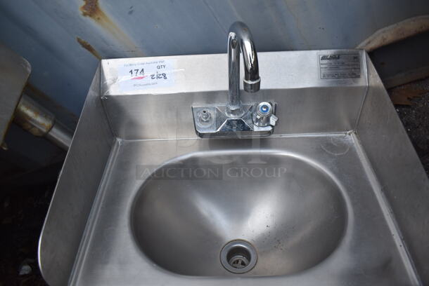 Eagle HSA-10-F-LRS Stainless Steel Commercial Single Bay Wall Mount Sink w/ Faucet, Handles and Side Splash Guards. 19x15x22 - Image 4 of 4