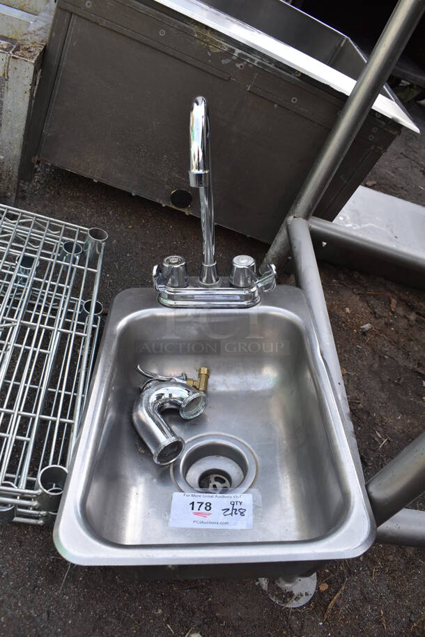 Stainless Steel Commercial Single Bay Drop In Sink w/ Faucet and Handles. 12x18x18 - Image 1 of 3