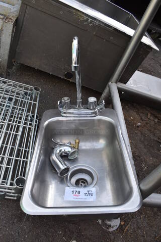 Stainless Steel Commercial Single Bay Drop In Sink w/ Faucet and Handles. 12x18x18