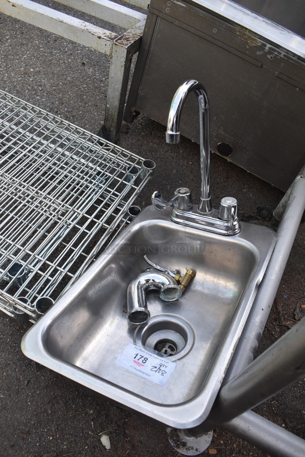 Stainless Steel Commercial Single Bay Drop In Sink w/ Faucet and Handles. 12x18x18 - Image 2 of 3