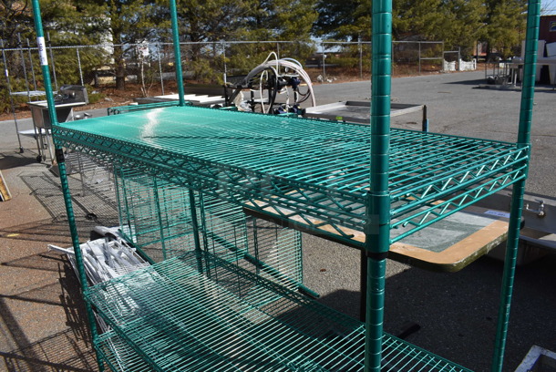 Green Finish 4 Tier Wire Shelving Unit. BUYER MUST DISMANTLE. PCI CANNOT DISMANTLE FOR SHIPPING. PLEASE CONSIDER FREIGHT CHARGES. 60x24x75 - Image 2 of 3