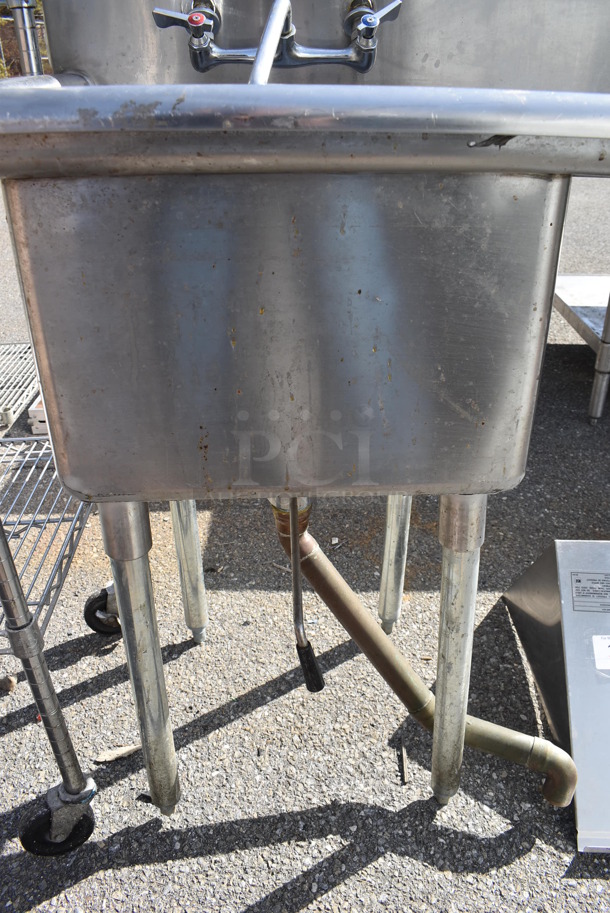 Stainless Steel Single Bay Sink w/ Right Side Drain Board, Faucet and Handles. 39x24x45 - Image 5 of 5