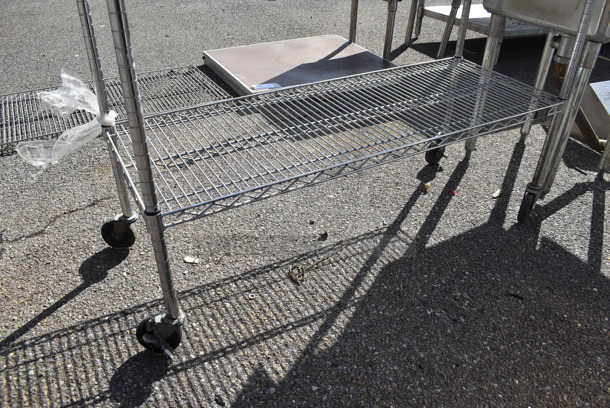 Chrome Finish 2 Tier Wire Shelving Unit on Commercial Casters. BUYER MUST DISMANTLE. PCI CANNOT DISMANTLE FOR SHIPPING. PLEASE CONSIDER FREIGHT CHARGES. 48x18x77 - Image 2 of 3