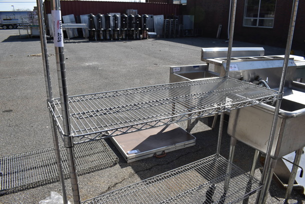 Chrome Finish 2 Tier Wire Shelving Unit on Commercial Casters. BUYER MUST DISMANTLE. PCI CANNOT DISMANTLE FOR SHIPPING. PLEASE CONSIDER FREIGHT CHARGES. 48x18x77 - Image 3 of 3