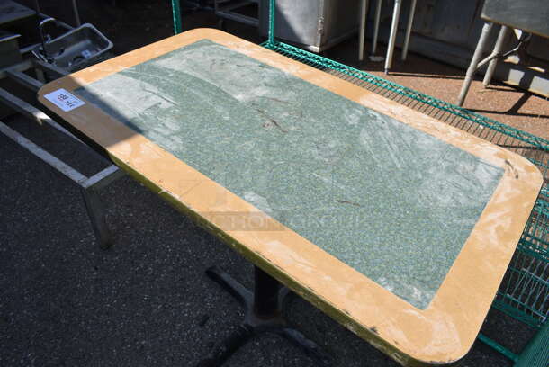 Green and Wood Pattern Dining Table on Black Metal Table Base. 42x24x28 - Image 2 of 3