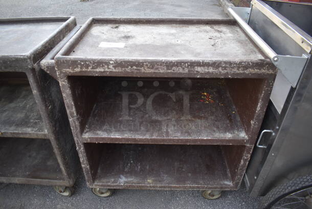 Brown Poly 3 Tier Cart w/ Push Handle on Commercial Casters. 33x20x35 - Image 1 of 3