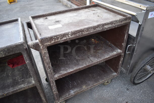 Brown Poly 3 Tier Cart w/ Push Handle on Commercial Casters. 33x20x35 - Image 2 of 3