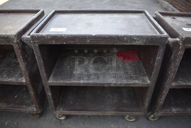 Brown Poly 3 Tier Cart w/ Push Handle on Commercial Casters. 33x20x35 - Image 1 of 4