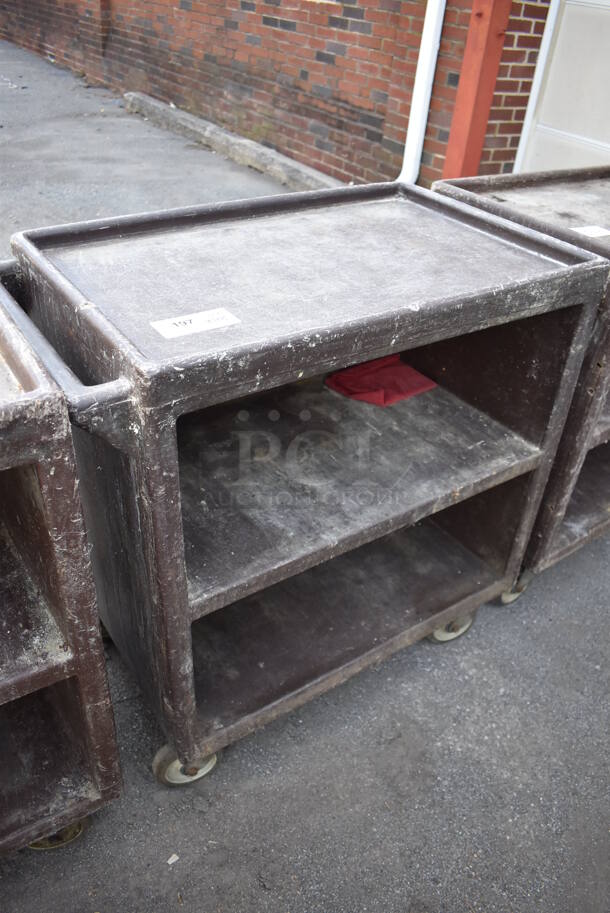 Brown Poly 3 Tier Cart w/ Push Handle on Commercial Casters. 33x20x35 - Image 4 of 4