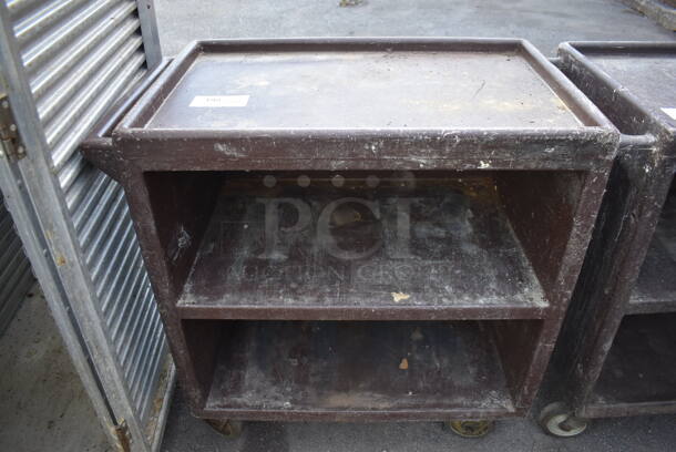 Brown Poly 3 Tier Cart w/ Push Handle on Commercial Casters. 33x20x35 - Image 1 of 3