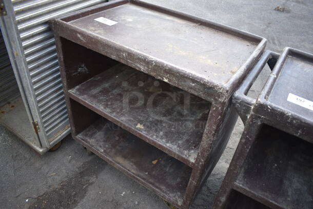 Brown Poly 3 Tier Cart w/ Push Handle on Commercial Casters. 33x20x35 - Image 2 of 3
