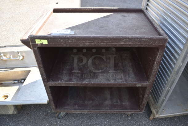 Brown Poly 3 Tier Cart w/ Push Handle on Commercial Casters. 33x20x35 - Image 1 of 3