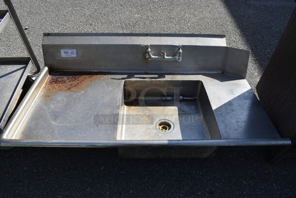 Stainless Steel Commercial Single Bay Left Side Dirty Side Dishwasher Table. No Legs. 54x32x12.5. Bay 20x20x6 - Image 1 of 4