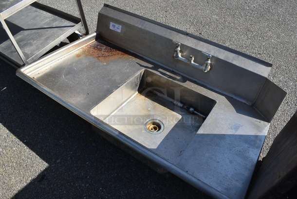 Stainless Steel Commercial Single Bay Left Side Dirty Side Dishwasher Table. No Legs. 54x32x12.5. Bay 20x20x6 - Image 2 of 4