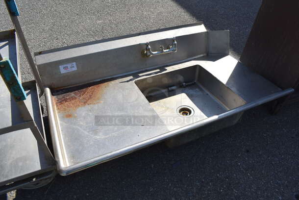 Stainless Steel Commercial Single Bay Left Side Dirty Side Dishwasher Table. No Legs. 54x32x12.5. Bay 20x20x6 - Image 4 of 4