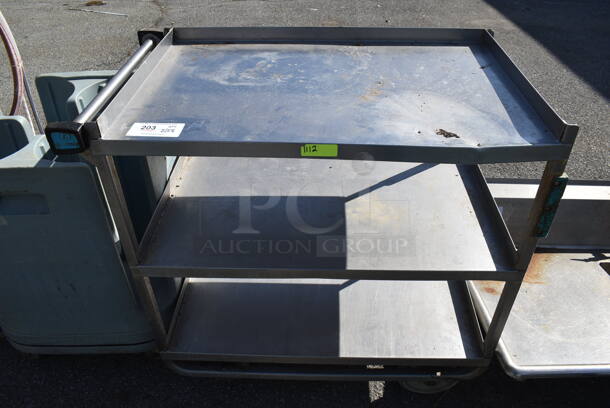 Metal Commercial 3 Tier Cart w/ Push Handle on Commercial Casters. 38.5x21x36.5 - Image 1 of 4