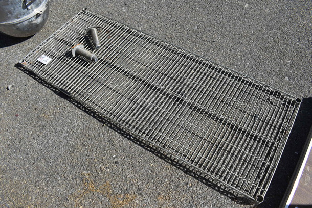 Chrome Finish Wire Shelf and 2 Feet. 60x24x1.5 - Image 1 of 3