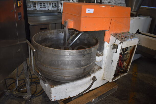 Metal Commercial Floor Style Spiral Mixer w/ Metal Mixing Bowl and Dough Hook Attachment. 460 Volts, 3 Phase. 36x63x55 - Image 2 of 8