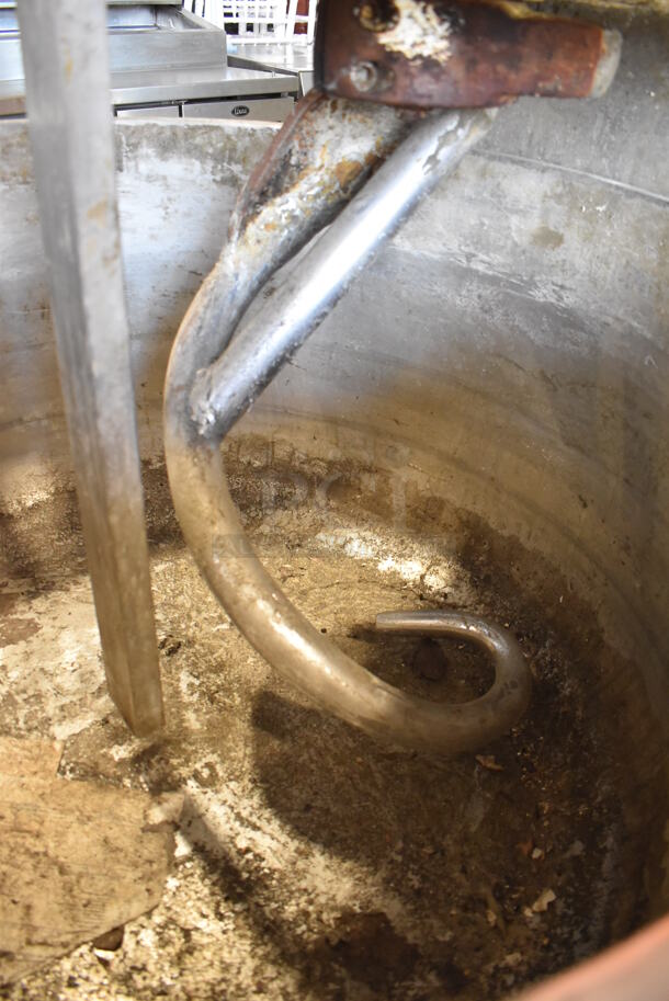 Metal Commercial Floor Style Spiral Mixer w/ Metal Mixing Bowl and Dough Hook Attachment. 460 Volts, 3 Phase. 36x63x55 - Image 4 of 8