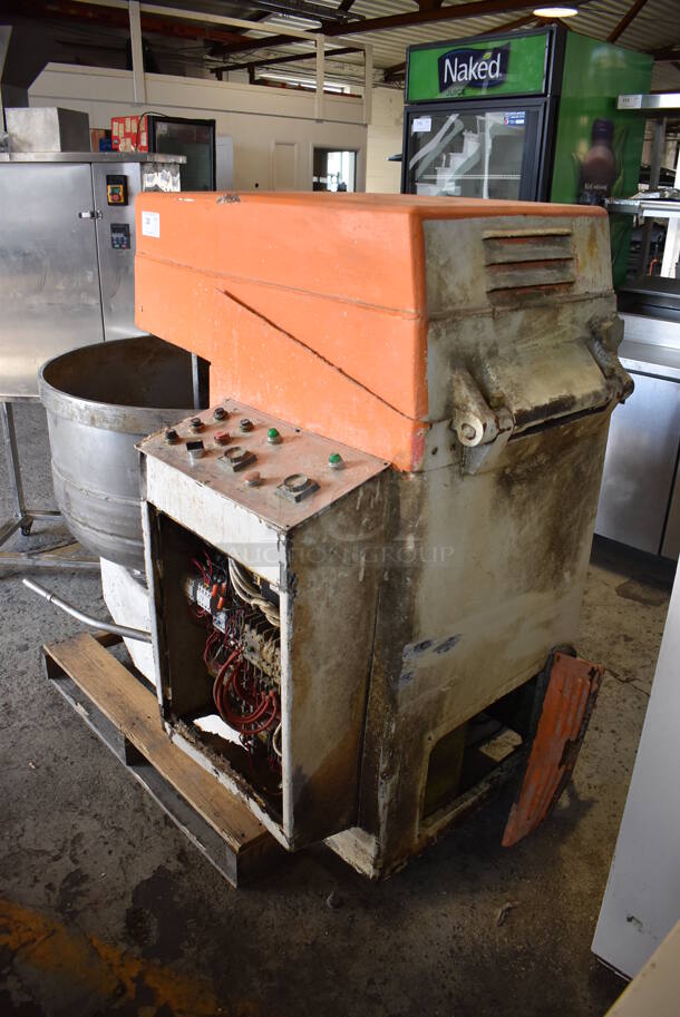 Metal Commercial Floor Style Spiral Mixer w/ Metal Mixing Bowl and Dough Hook Attachment. 460 Volts, 3 Phase. 36x63x55 - Image 6 of 8