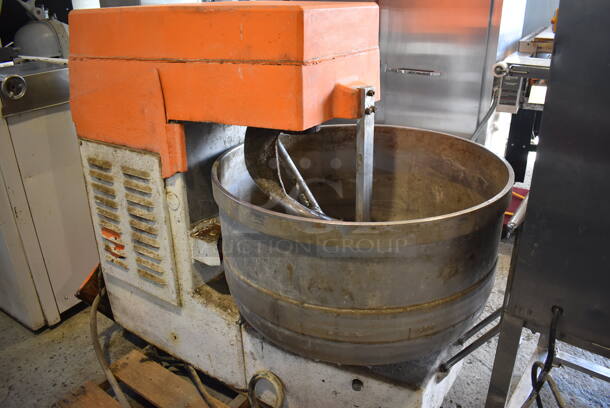 Metal Commercial Floor Style Spiral Mixer w/ Metal Mixing Bowl and Dough Hook Attachment. 460 Volts, 3 Phase. 36x63x55 - Image 8 of 8