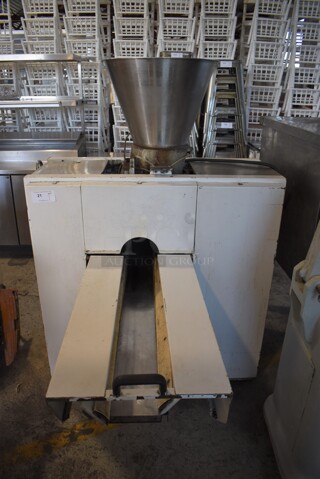 Metal Commercial Floor Style Dough Former on Commercial Casters. 46.5x58x65