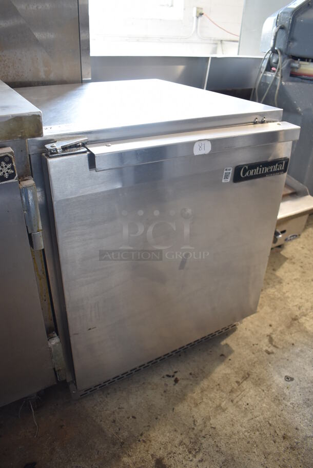 Continental UC27 Stainless Steel Commercial Single Door Undercounter Cooler on Commercial Casters. 115 Volts, 1 Phase. 28x30.5x32. Tested and Powers On But Does Not Get Cold - Image 5 of 5