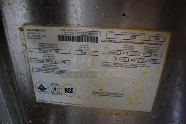 204 Pitco Frialator 40D Stainless Steel Commercial Floor Style Natural Gas Powered Deep Fat Fryer w/ 2 Metal Fry Baskets. 115,000 BTU. 15.5x30x47.5 - Image 6 of 6