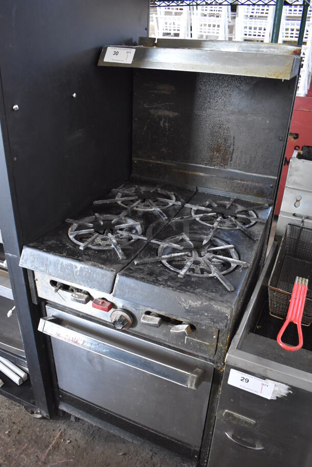 Garland Metal Commercial Natural Gas Powered 4 Burner Range w/ Oven, Over Shelf and Back Splash. 24x32x59.5 - Image 2 of 8