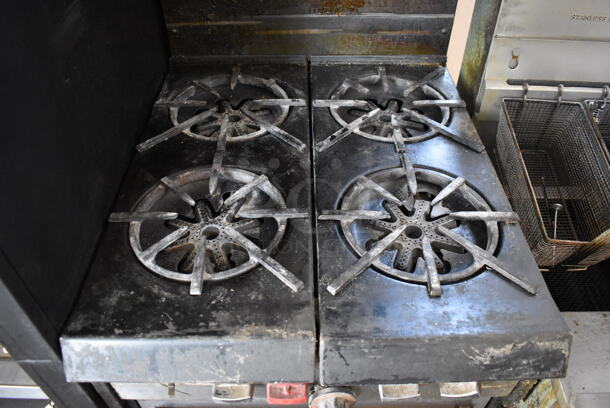 Garland Metal Commercial Natural Gas Powered 4 Burner Range w/ Oven, Over Shelf and Back Splash. 24x32x59.5 - Image 4 of 8