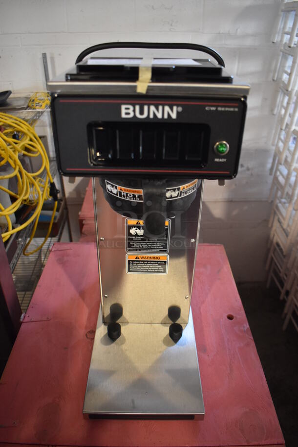 Bunn CW15-APS Stainless Steel Commercial Countertop Coffee Machine w/ Poly Brew Basket. Comes in Pink Wooden Box. Stock Picture - Cosmetic Condition May Vary. 120 Volts, 1 Phase. 8x18.5x23.5