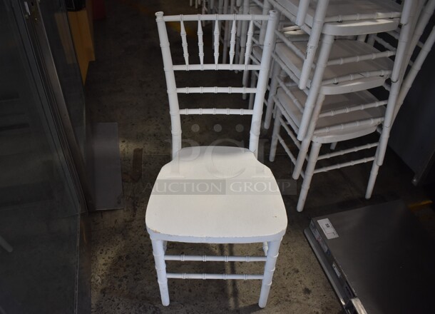 10 White Finish Chivari Dining Chairs. Stock Picture - Cosmetic Condition May Vary. 16.5x18.5x36. 10 Times Your Bid!