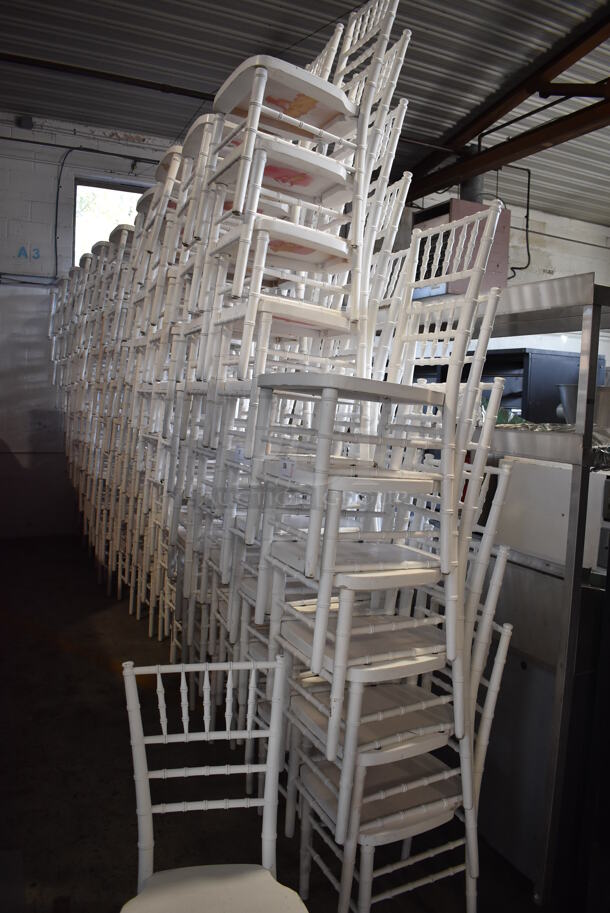 10 White Finish Chivari Dining Chairs. Stock Picture - Cosmetic Condition May Vary. 16.5x18.5x36. 10 Times Your Bid! - Image 5 of 6