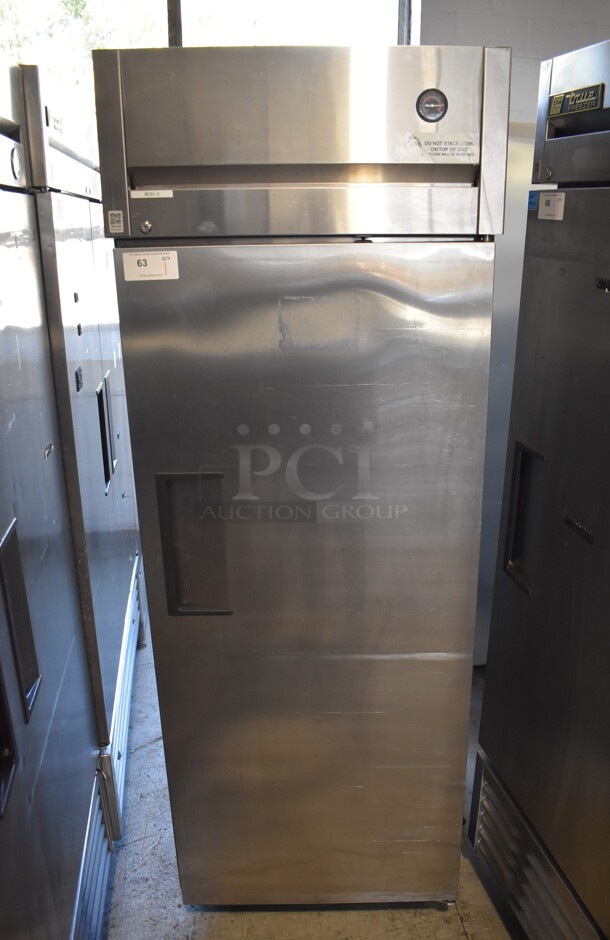 2011 True TG1F-1S Stainless Steel Commercial Single Door Reach In Freezer w/ Poly Coated Racks on Commercial Casters. 115 Volts, 1 Phase. 29x35x83. Tested and Working! - Image 1 of 6