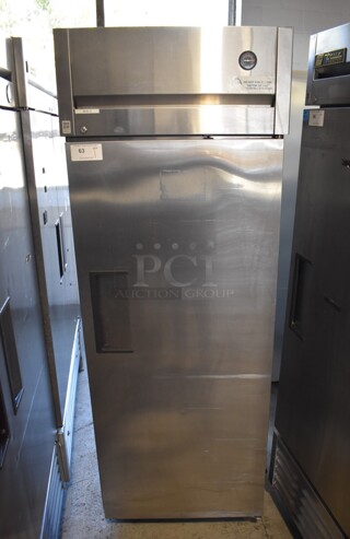 2011 True TG1F-1S Stainless Steel Commercial Single Door Reach In Freezer w/ Poly Coated Racks on Commercial Casters. 115 Volts, 1 Phase. 29x35x83. Tested and Working!