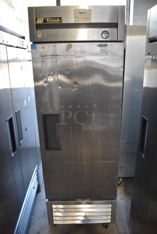 2013 True T-23F ENERGY STAR Stainless Steel Commercial Single Door Reach In Freezer w/ Poly Coated Racks on Commercial Casters. 115 Volts, 1 Phase. 27x30x83. Tested and Working!