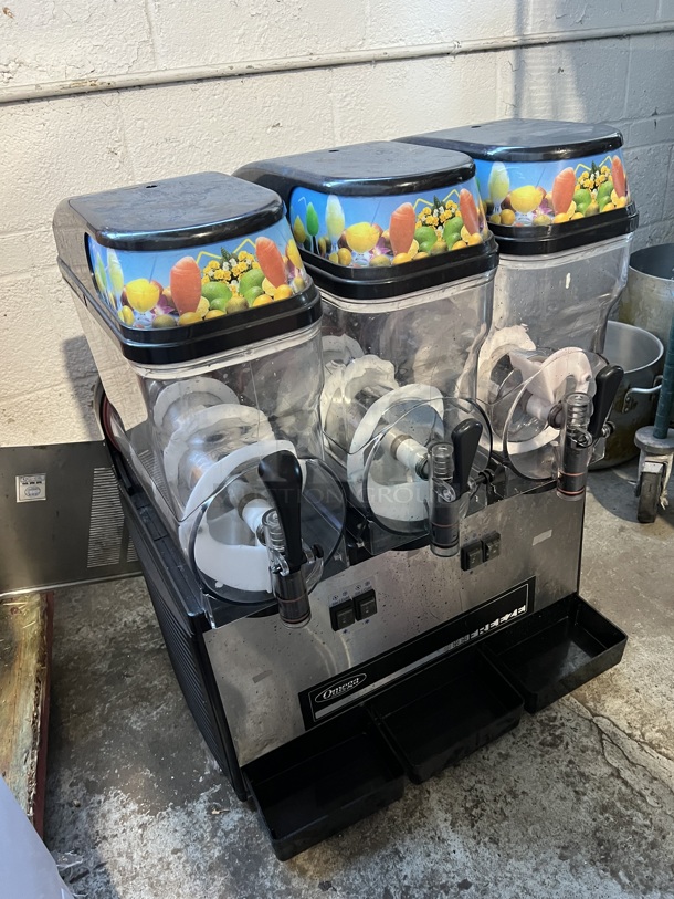 Omega OFS30 Stainless Steel Commercial Countertop 3 Hopper Slushie Machine in Wooden Box. 110 Volts, 1 Phase.  23x19x30.5. Tested and Does Not Power On - Image 4 of 9